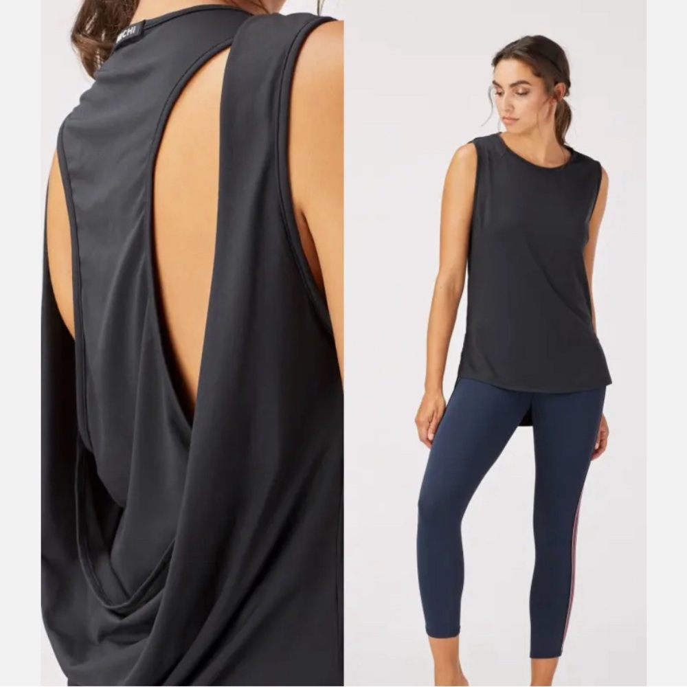 MICHI NY Black Ash Cut Out yoga tank top size small BNWT - Picture 1 of 5